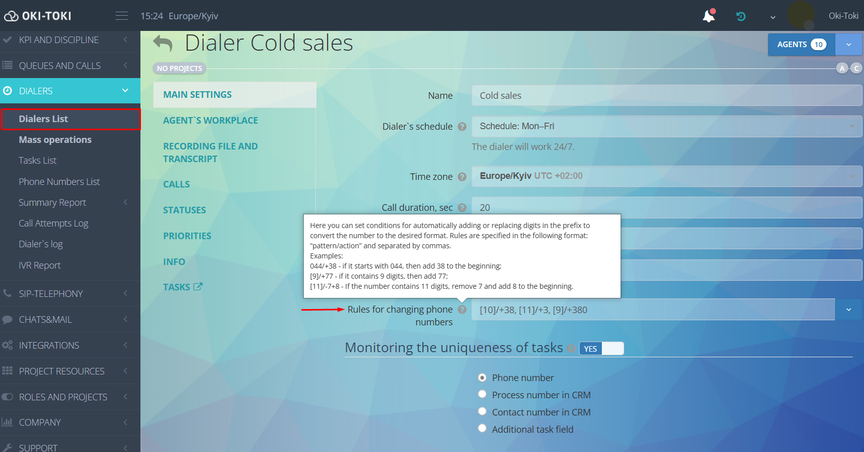 Konwersja w dialer