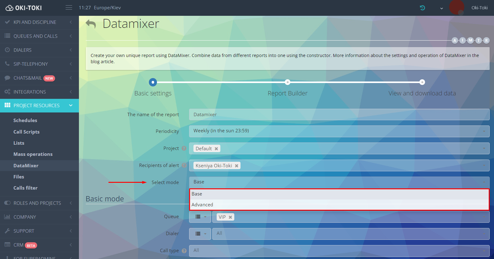 Tryby DataMixer